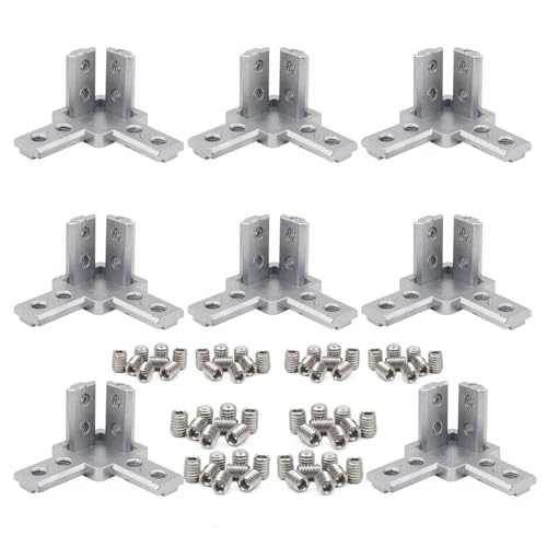 8Pcs 10 Series Aluminum Extrusion Profile Tri Bracket 3-Way End Corner Right Angle 1" x 1" 1 Inch Connector with Screws for 1010 Extruded Aluminium Esquina Profil - style: 8 sets 3 way bracket with m5