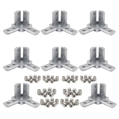 8Pcs 10 Series Aluminum Extrusion Profile Tri Bracket 3-Way End Corner Right Angle 1" x 1" 1 Inch Connector with Screws for 1010 Extruded Aluminium Esquina Profil - style: 8 sets 3 way bracket with m5