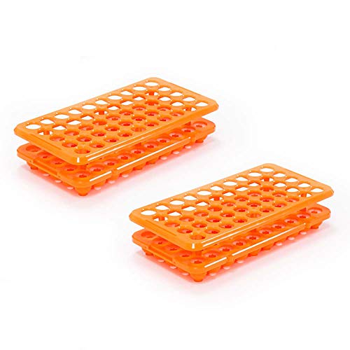 ULAB Scientific Test Tube Rack with Silicon Rubber Gasket, for Tubes of Diameter from 10mm to 18mm. 50Holes, ABS Material, Pack of 2, UTR1005 - style: With Silicon Rubber Gasket