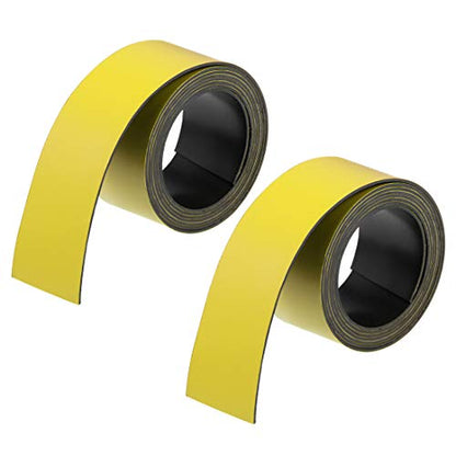 uxcell 2 Pcs Dry Erase Magnetic Strip 1 Inch x 3.3 Feet Magnetical Sheet Labels Stickers Writable Yellow for Whiteboards Refrigerator and Crafts - color: Yellow