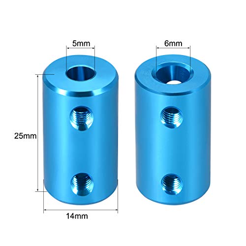 uxcell 5mm to 6mm Bore Rigid Coupling Set Screw L25XD14 Aluminum Alloy,Shaft Coupler Connector,Motor Accessories,Blue - size: 5mm to 6mm
