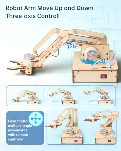 Robot Arm Kits, Robotics for Kids Ages 8-12 14-16 STEM Toys, DIY Science Experiment Engineering Building Circuits Projects, Birthday Gifts for 9 10 11 13 14 15 16+ Year Old Boys Girls Teens Adults