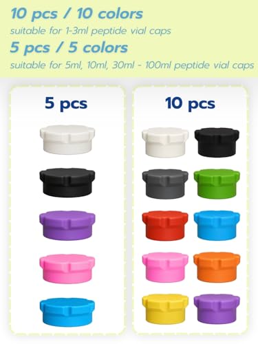 10ml & 30ml Vial Caps, Silicone Peptide Vial Covers, 5+10 Pcs - color: 5+10