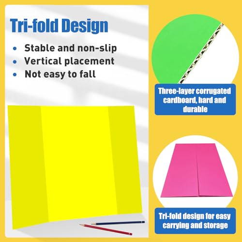 Neon Trifold Poster Board, Standard Size 24 x 36 Inches, Corrugated,3 Pack - size: 24 x 36 Inches