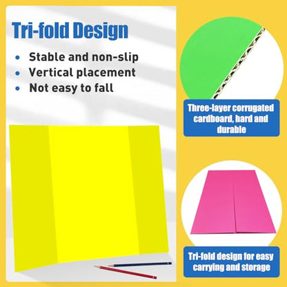 Neon Trifold Poster Board, Standard Size 24 x 36 Inches, Corrugated,3 Pack - size: 24 x 36 Inches