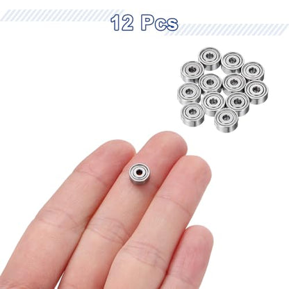 uxcell 12Pcs MR72ZZ Small Bearing, 2mm ID 7mm OD 3mm Width Double Shielded Deep Groove Ball Bearings for Electric Motor Skateboards 3D Printer, (ABEC 5) - size: MR72ZZ