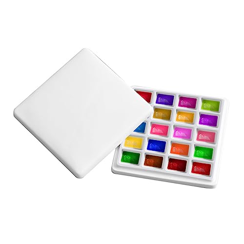 20 Wells Porcelain Paint Palette with Cover Ceramic Palette Mixing Tray for Painting Watercolor Gouache Color Mixing Painting Palette Hobby and Crafts - color: 20 Wells