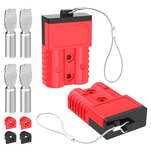 Anderson Connector, 175AMP 1/0AWG Battery Quick Connect w/Hard Cover 12V-36V Anderson Plug Winch Wiring Kit for Cable RV Truck Winch (2pcs)-RED - size: Red-2pcs