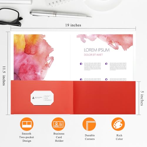 pmybupo Paper Folders with Two-Pockets,Fit Letter Size,25pcs Red - color: Red 25