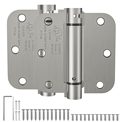 HOSOM 2 Pack Self Closing Door Hinges 3.5 Inch Spring Hinge, Brushed Nickel - color: Brushed Nickel-5/8'', size: 3.5" 2 Pack