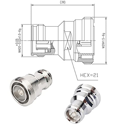 4.3-10 Mini DIN Female to L29 Female Aadpter Low PIM 160dBc 4.3/10 Mini Din to 7/16 Low PIM 160dBc Adaptor - color: 4.3-10 Female to 7/16 Female