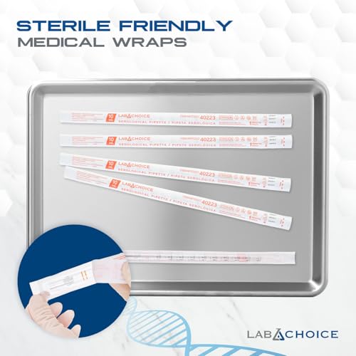 LabChoice Serological Pipettes - 200 Count - Plastic Disposable Sterile Pipettes, Individually Packed Graduated Transfer Pipette for Laboratory Use - 10mL, Orange