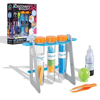 Discovery #MINDBLOWN 14-Piece Test Tubes DIY Science Kit with 3 Educational Experiments, Educational STEM Activity Set, Fun Learning Toy for Real Chemistry Experiments, Safe for Kids Ages 8+