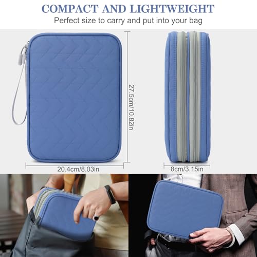 FYY Electronic Organizer, Travel Tech Pouch Bag, Extra Large, Blue Quilted - color: Blue Quilted, size: 10.8 x 8 x 3.15 inches