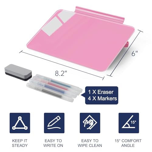 TSJ OFFICE Small Desktop Whiteboard - Glass Dry Erase Board 8 X 6 Inches Tabletop Easel Whiteboard with Stand, Desk Board Buddy for Artist, Teacher and Student - color: 8 X 6 Inches - Violet