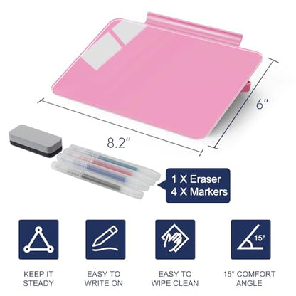 TSJ OFFICE Small Desktop Whiteboard - Glass Dry Erase Board 8 X 6 Inches Tabletop Easel Whiteboard with Stand, Desk Board Buddy for Artist, Teacher and Student - color: 8 X 6 Inches - Violet