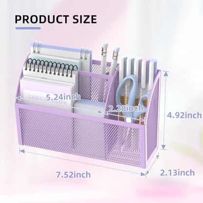 3-Grid Magnetic Pencil Holder, Strong Magnet Locker Organizer, Purple - color: Purple