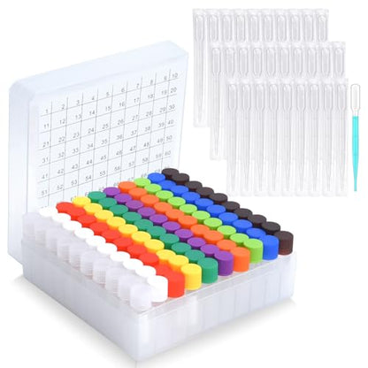 100pcs 2ml vials with caps Plastic Cryogenic Test Tubes with caps lab cryovial Tube Container cryovials with 30pcs 3ML Dropper Pipette (100pcs 2ml Test Tube) - size: 100pcs 2ml test tube