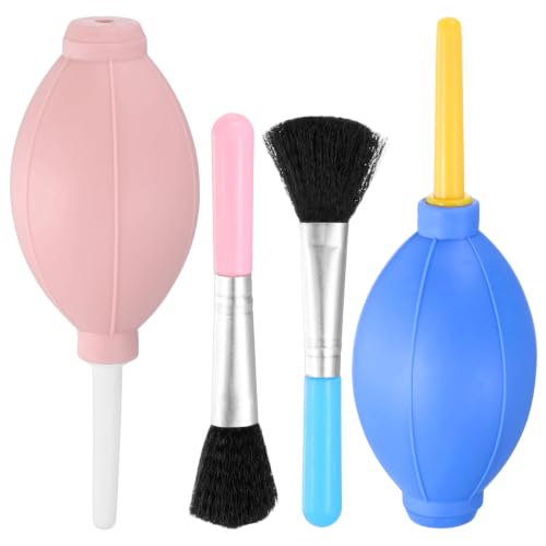 M METERXITY 4-Set Plant Brush with Air Duster Blower, Plastic Succulent Cleaning Brush for Indoor Plant/Camera/Musical Instrument/Keyboard, Bulb Air Pump Dust Blower Cleaner [Pink/Blue] - color: Pink/Blue