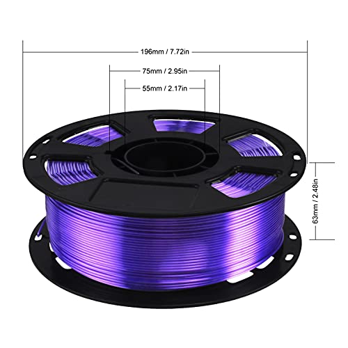 Silk Purple PLA Filament, 1kg 2.2lbs 1.75mm 3D Printing Material, Widely Support for FDM 3D Printer, Pack with Extra Filament Sample by BBLIFE - color: Purple