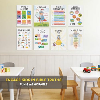 12 PCS Kids Bible Education Posters Set (11x17") - color: Bible Verse