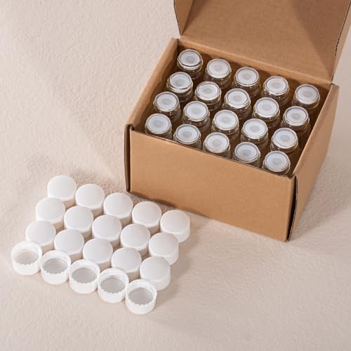 8ml Clear Glass Vial 20pcs with white Screw cap and inner plug 20pcs, leak-proof Glass Bottle Sealed Sample Vials - style: 8ml 20pcs
