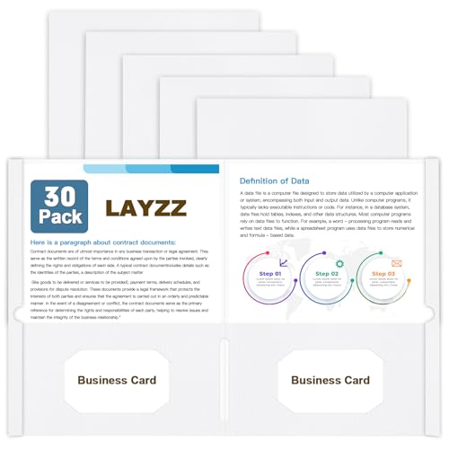30 Pack Paper 2 Pocket File Folders, Letter Size White Foldes - color: White