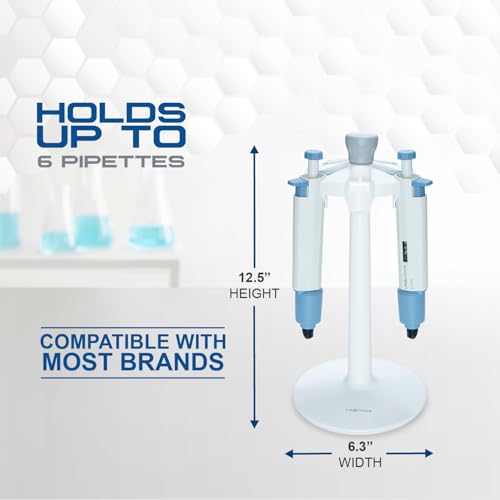 LabChoice Round Pipette Stand - Carousel Holder for Up to 6 Laboratory Micropipettes - Easy Assembly, Sturdy Base - Lab Equipment