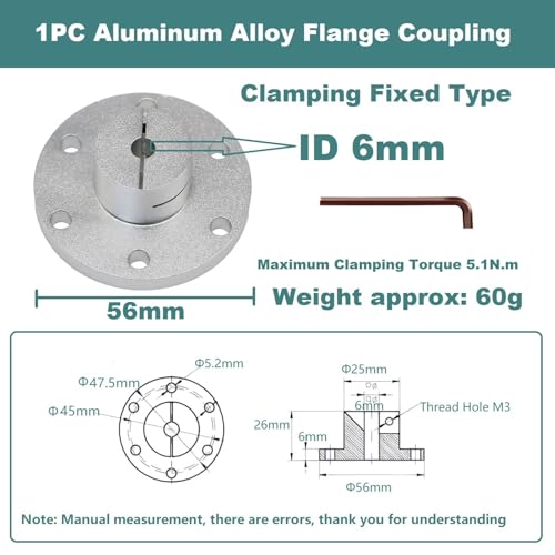 Aluminum Alloy Flange Coupling, 6 mm Inner Dia Clamping Fixed Type, Flange Shaft Coupler Connector for Connecting Motor and Wheel DIY Model RC Parts (1Piece - style: 6mm Clamping Flange