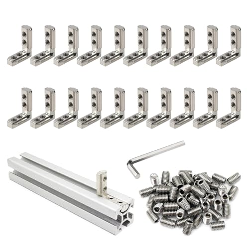 20 Pcs 1" x 1" Aluminum Extrusion Profiles 1010 Series L-Shape Interior Corner Connector Joint Bracket with Screws for 10x10 Aluminum Profile 1 Inch x 1 Inch Extrusion Profiles Rail - style: 20 sets internal bracket with m5