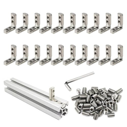 20 Pcs 1" x 1" Aluminum Extrusion Profiles 1010 Series L-Shape Interior Corner Connector Joint Bracket with Screws for 10x10 Aluminum Profile 1 Inch x 1 Inch Extrusion Profiles Rail - style: 20 sets internal bracket with m5