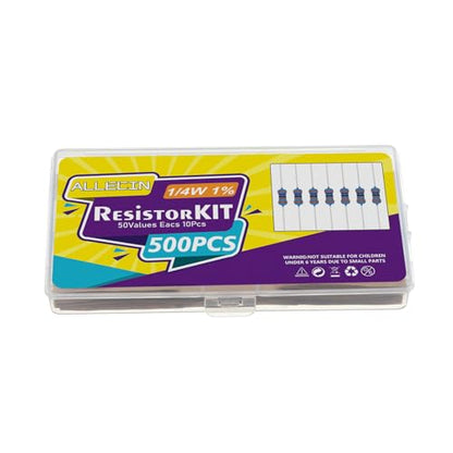 50 Values 1/4W 0 Ohm-10M Ohm ±1% Tolerance Metal Film Resistor Assorted 1/4 Watt Common Fixed Resistors Assortment Kit - style: 1/4W