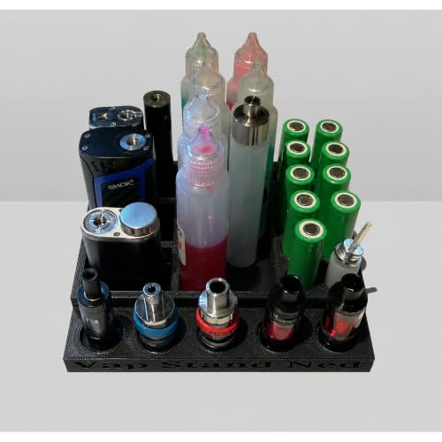 Desktop Device Organizer Compatible with Cylindrical Batteries - Clutter-Control Multi-Slot Holder | Small Bottle Caddy | Freestanding Countertop Storage Rack