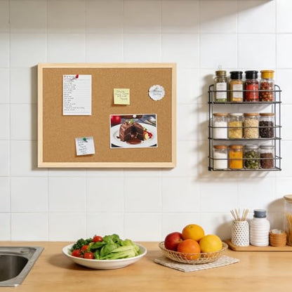 2 Pcs Small Cork Board, 17.7''x13.3'', Wooden Framed - color: Wood