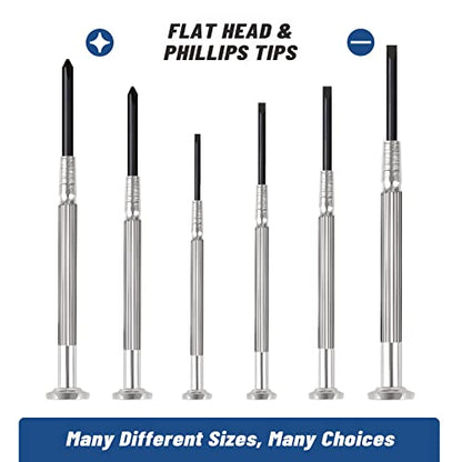 6PCS Mini Precision Screwdriver Set, XAQISHIRE Small Screwdriver Kit with 6 Different Size Flathead and Phillips Screwdrivers, Ideal For Watch, Jewelers, Eyeglass, Toys, Computer, Electronic Repairs - style: Durability