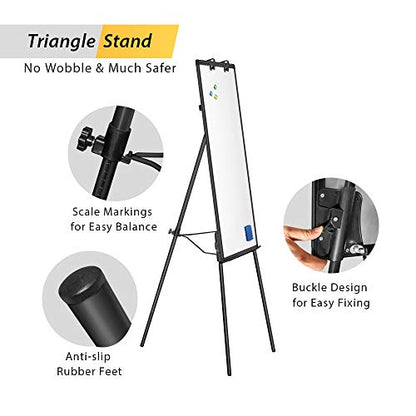 Maxtek Easel Whiteboard 40 x 28, Stand Tripod with Height Adjustable, Black - style: 40x28 Black