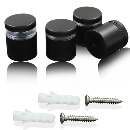 1" x 1" Sign Standoff Screws, Acrylic Black, 4 Pcs - color: Black, size: 1" x 1",4 Pcs