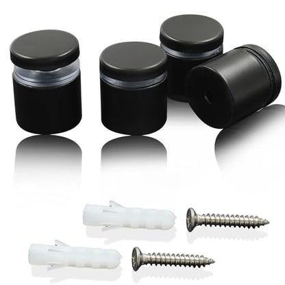1" x 1" Sign Standoff Screws, Acrylic Black, 4 Pcs - color: Black, size: 1" x 1",4 Pcs
