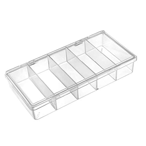 uxcell Component Storage Box PS Fixed 5 Grids Clear White 180x85x34mm
