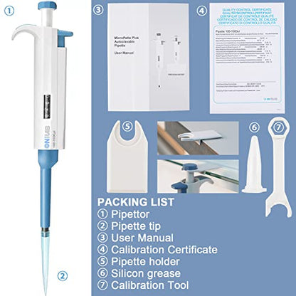 ONiLAB Lab Micropipette, Single Channel Adjustable Pipettor, 0.1-2.5ul - style: 0.1-2.5ul