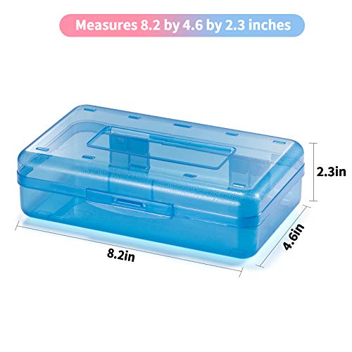 Sooez 3 Pack Pencil Case, Large Hard Pencil Box Bulk, Clear Crayon Box - color: Blue, Yellow, Pink, size: 3 Pack