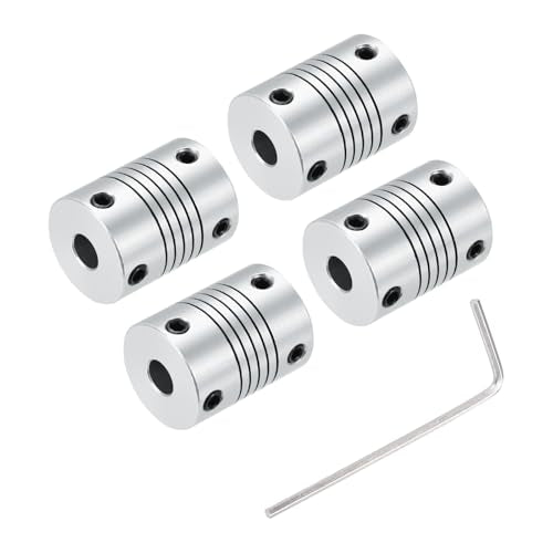 uxcell 4Pcs 5mm to 6mm Aluminum Alloy Shaft Coupling L25xD19 Flexible Coupler Beam Stepper Motor Joint Connector for 3D Printer CNC Machine DIY Encoders and Motors Shaft,Silver - size: 5mm to 6mm