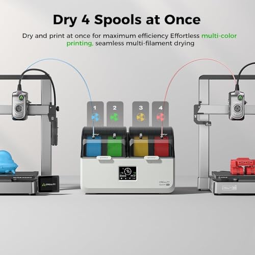 Creality Filament Dryer Box for 4 Spools, Space Pi X4 Lite Dual Independent Heating Chambers with Fan, 75°C Rapid Dryer for PLA PETG TPU ABS PET PC ASA PAHT, 3D Printer Filament Storage & Dehumidifier