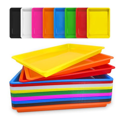 24 Pack Plastic Art Craft Trays, Extra Large Multicolor Activity - size: 12"x16"