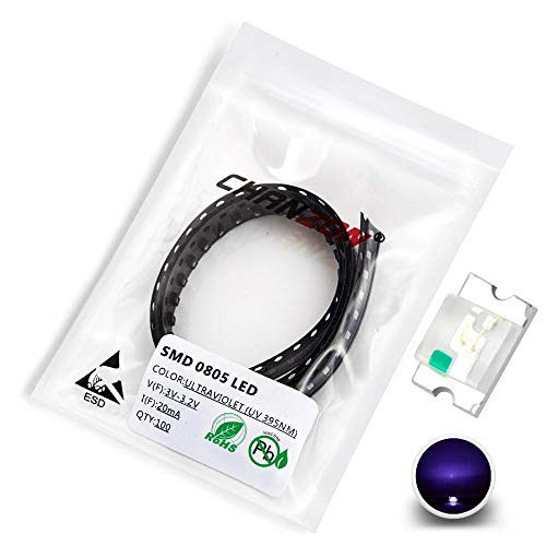 CHANZON 100 pcs SMD 0805 (2mm x 1.2mm) Purple LED Diode Lights (DC 3V 20mA) - color: H) Purple Uv (100pcs)
