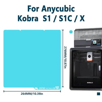 2.0 Upgraded OMG Cool Plate for Anycubic Kobra S1/Kobra X/Kobra 4, 264x276mm Thicker Magnetic Kobra Build Plate with Supertack Smooth Surface, Easy Release 3D Printer Hotbed for PLA PETG Printing - size: 264x276mm for Kobra S1/X/4