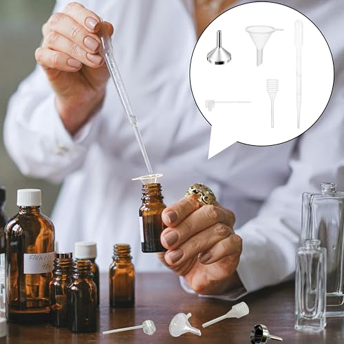 10Pcs Mini Funnels Sets, Aluminium Plastic Small Funnels with Mini Plastic Dropper Pipette Dispenser for Filling Small Bottles, Cosmetics, Crafts, Sand, Essential Oils