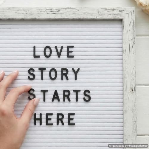 Rustic White Felt Letter Board 10x10, 336 Letters, Wall Mount and Stand - color: Rustic White