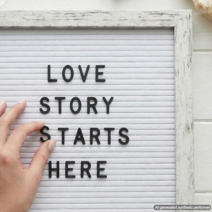 Rustic White Felt Letter Board 10x10, 336 Letters, Wall Mount and Stand - color: Rustic White