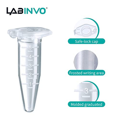 5ml Sterile Microcentrifuge Tubes with Safe-Lock Cap, Pack of 200, Max.RCF25000×G Conical Bottom Centrifuge Tubes, PP Material, Molded Graduation 10.5x51mm, IN-MT50A - style: 5mL, 200PCS,Sterile